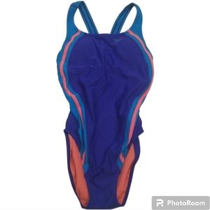 Speedo swim suit one piece bathing suit blue orange NWOT sz 8